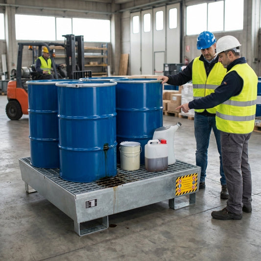 Steel Spill Pallets – 4 Drum – Galvanised Steel – Industrial Use