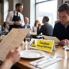 Caution Allergy Warning Table Cards – 150mm x 50mm – Rigid Plastic – Indoor/Outdoor