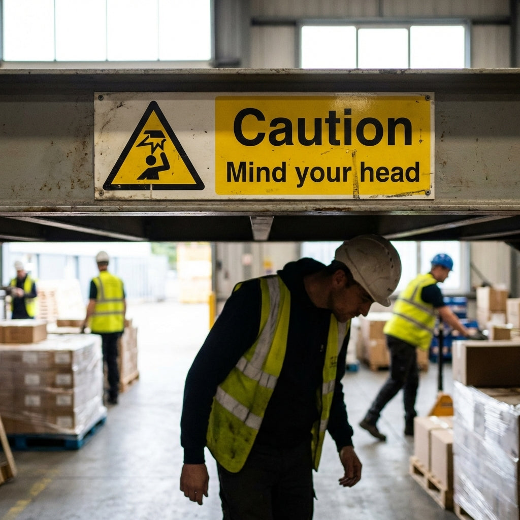 Caution Mind Your Head Safety Sign – 1mm Rigid Plastic – Indoor/Outdoor Use
