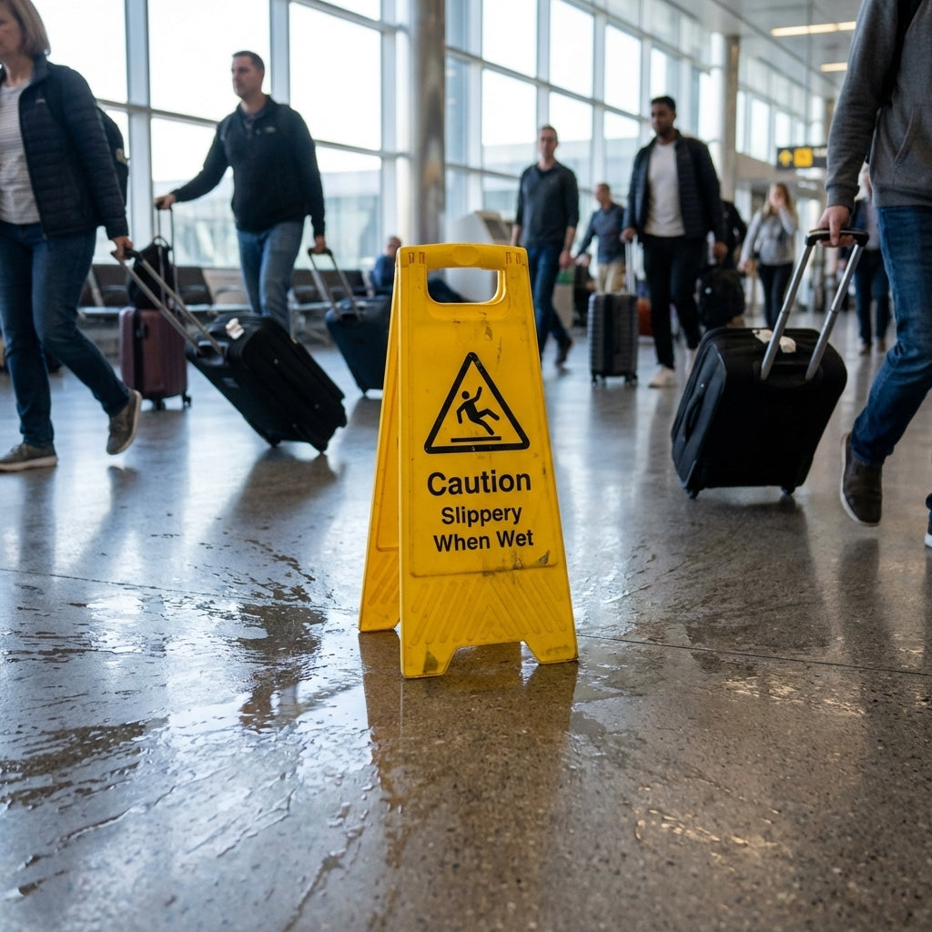 Caution Slippery When Wet Sign – 1mm Rigid Plastic – Indoor/Outdoor