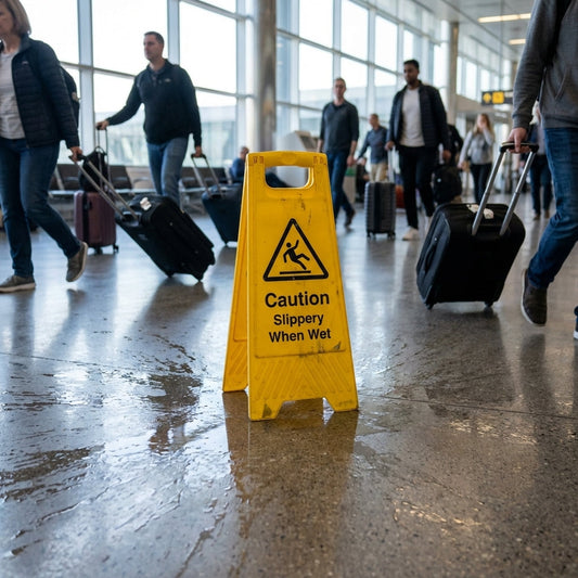 Caution Slippery When Wet Sign – 1mm Rigid Plastic – Indoor/Outdoor