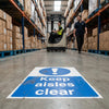 Keep Aisles Clear Floor Graphic Safety Sign – 400mm x 600mm – Polycarbonate – Industrial Use