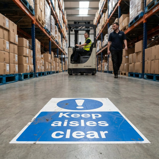 Keep Aisles Clear Floor Graphic Safety Sign – 400mm x 600mm – Polycarbonate – Industrial Use