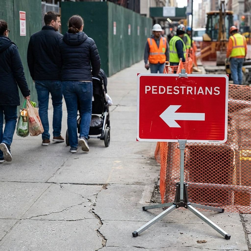 Fold-Up Road Sign – 600mm x 450mm – Reflective PVC – Work-Zone Use
