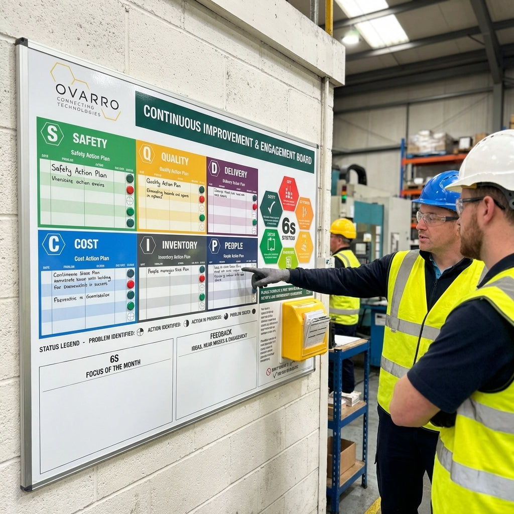 SQDCIP Improvement & Engagement Magnetic Dry Wipe Board with Near Miss – 1200mm x 1500mm – Aluminium Frame – Industrial Use
