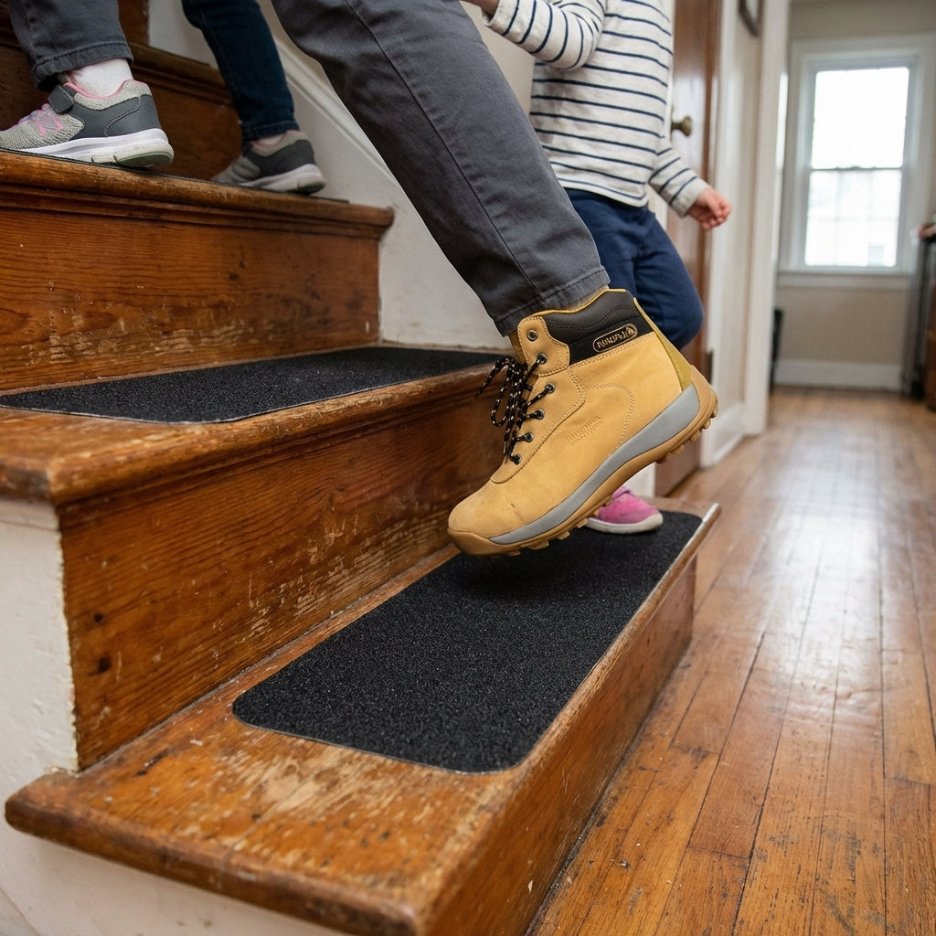 Non Slip Adhesive Backed Stair Treads – 150mm x 610mm – Silicon-Carbide Surface – Indoor/Outdoor