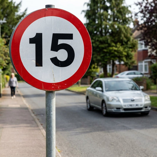 15mph Reflective Traffic Sign (Class RA1) – 600mm Diameter – 3mm Aluminium Composite – Outdoor Use