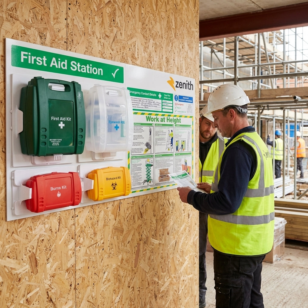 First Aid Station with Safety Poster – Rigid Correx Plastic – Workplace