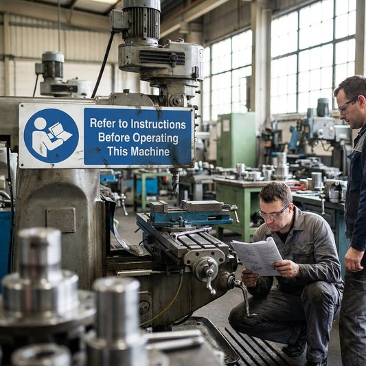 Refer to Instructions Before Operating This Machine Safety Signs – Rigid Plastic & Vinyl – Indoor/Outdoor Use