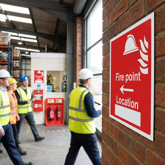 Fire Point Location Signs – Arrow Left – Safety Signage – Industrial Use