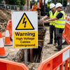 High Voltage Cables Underground Safety Signs – 1mm Rigid Plastic – Indoor/Outdoor