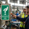 Emergency Stop Safety Signs – Green – Durable Material – Industrial Use