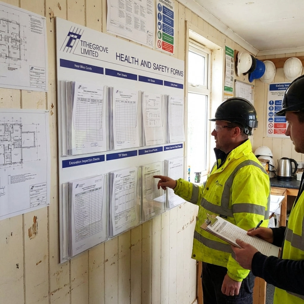 Site Health & Safety Forms Board – 990 x 815mm – Durable Rigid Correx Plastic – Workplace Safety