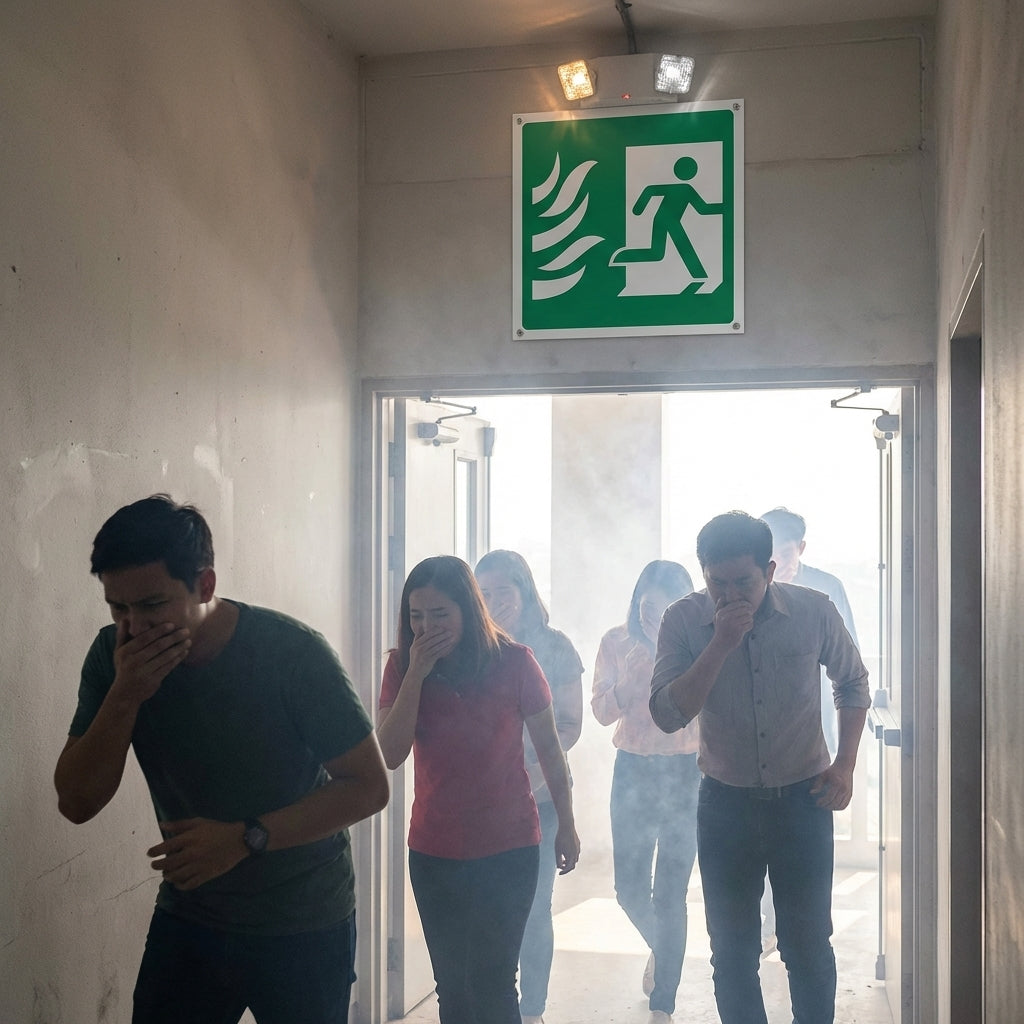 Emergency Exit Sign – Right with Flames – Safety Indication – Indoor Use