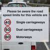 Road Speed Limit Vehicle Sign – 200mm x 150mm – Self Adhesive Vinyl – Indoor/Outdoor Use