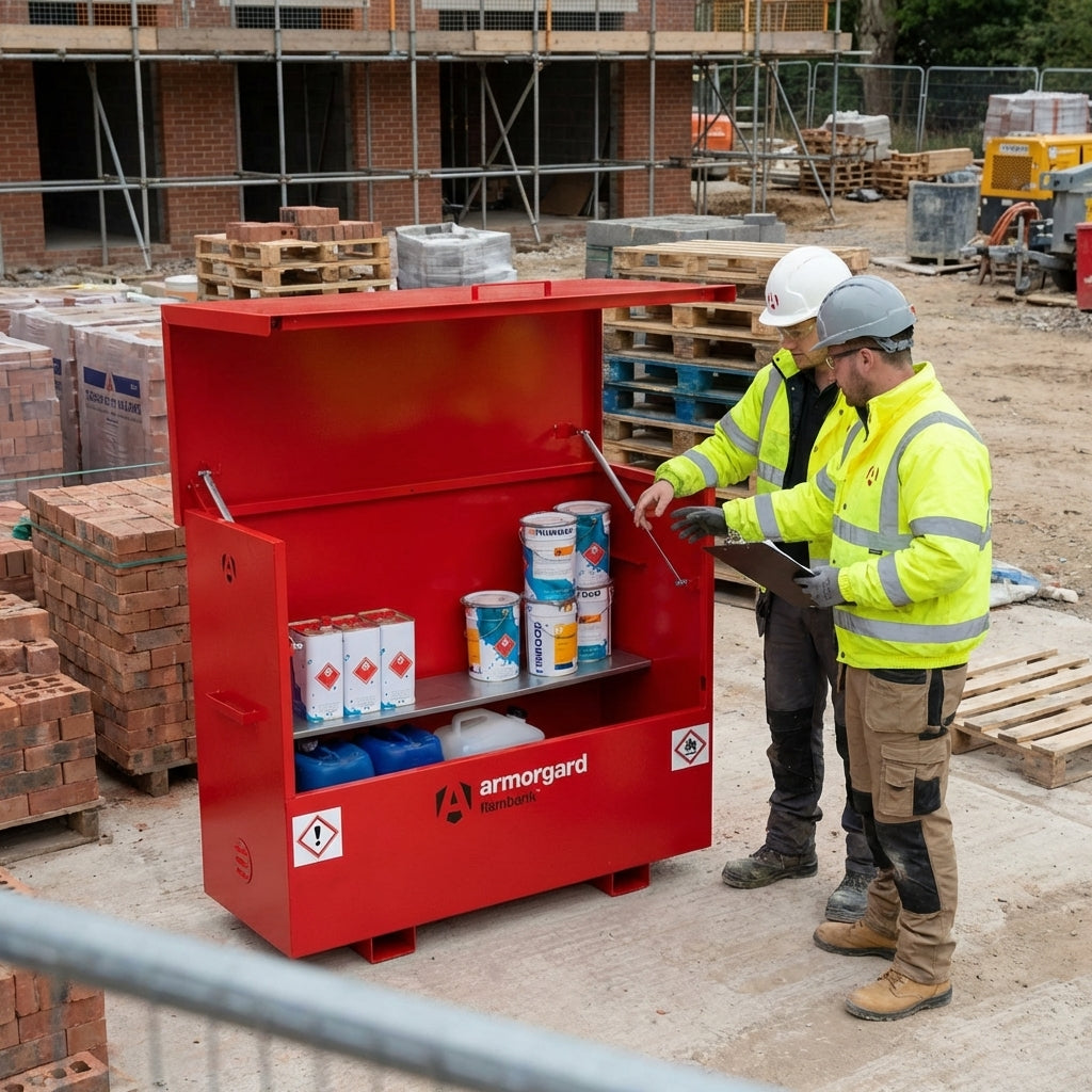 Hazardous Vault Site Chest – 1585mm x 675mm x 1275mm – Red Steel – Industrial Use