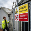 Danger Fragile Roof Sign – 1mm Rigid Plastic – Indoor/Outdoor Use