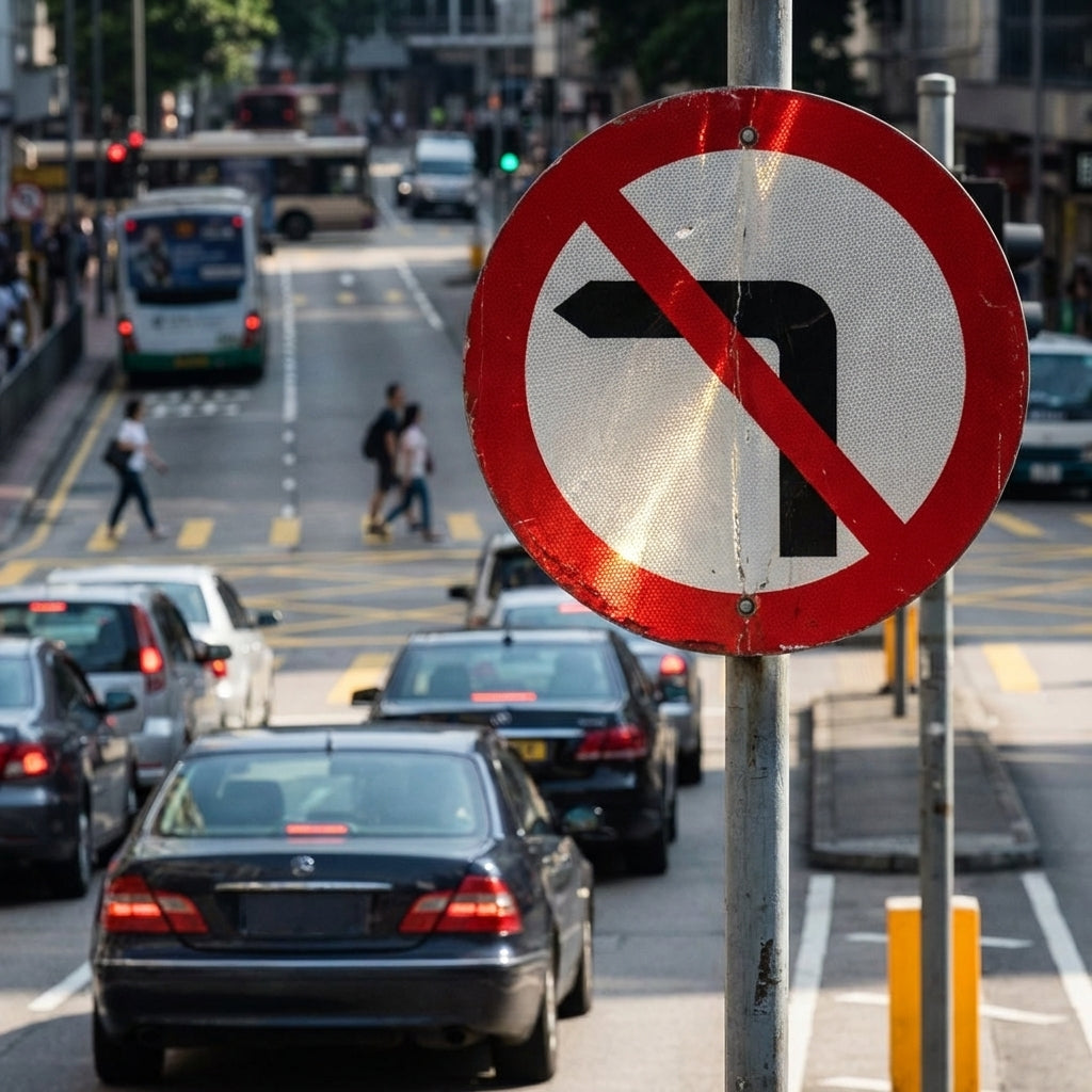 No Left Turn Reflective Traffic Sign (Class RA1) – 600mm Diameter – 3mm Aluminium Composite – Outdoor Use