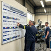 Production Machinery Schedule Magnetic Dry Wipe Board with Slider Signs – 1200mm x 1500mm – Aluminium Frame – Industrial Use