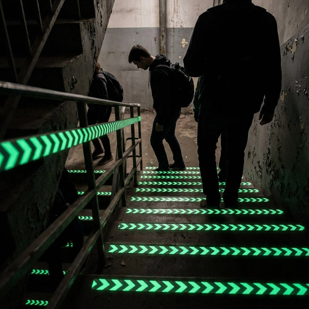 Photoluminescent Safety Tape – Green & Glow – Class 'B' Brightness – Indoor/Outdoor Use