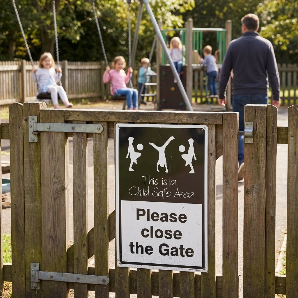 Child Safety Gate Sign – 400mm x 600mm – Rigid Plastic – Indoor/Outdoor Use