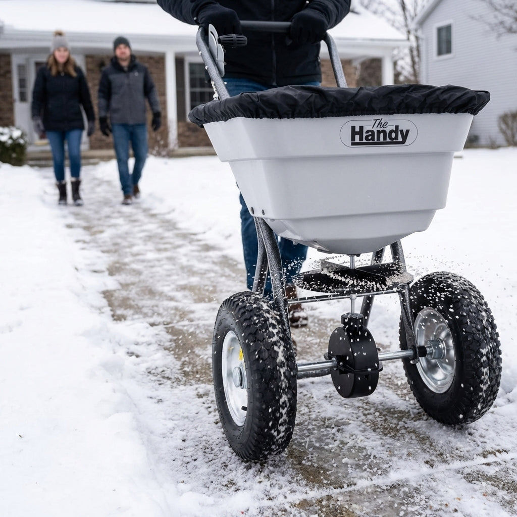 Walk Behind Salt Spreader – 36kg Capacity – Durable Metal Frame – Outdoor Use