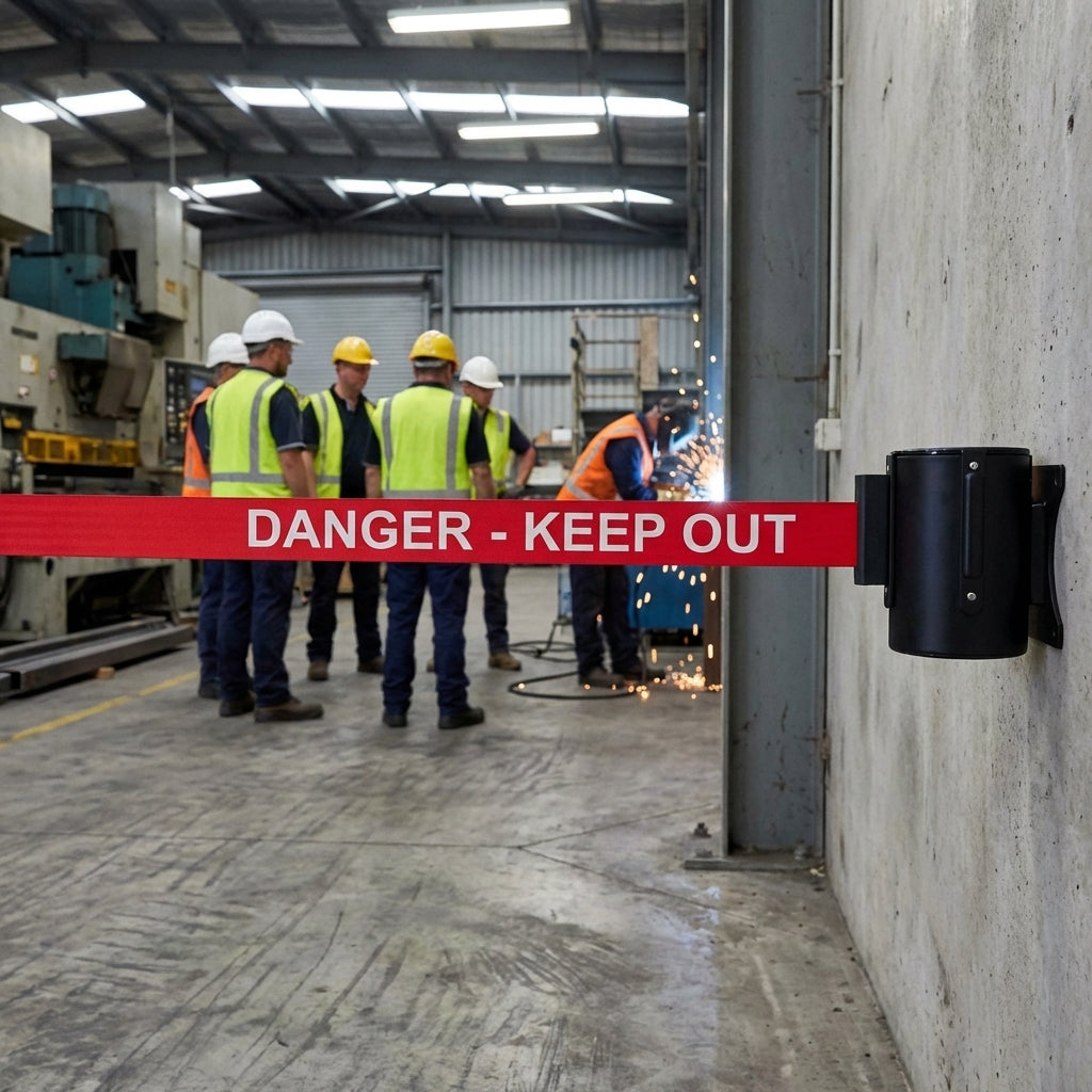 Magnetic Wall Mounted Retractable Barriers – 4.6m – Industrial Use