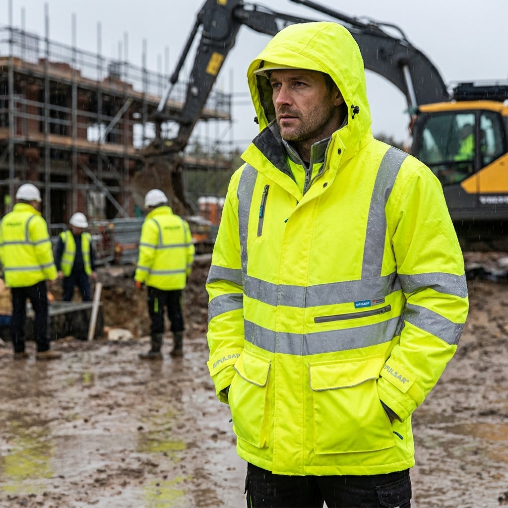 High Visibility 7-in-1 Storm Coat & Body Warmer - Yellow – Waterproof & Breathable – Industrial Use