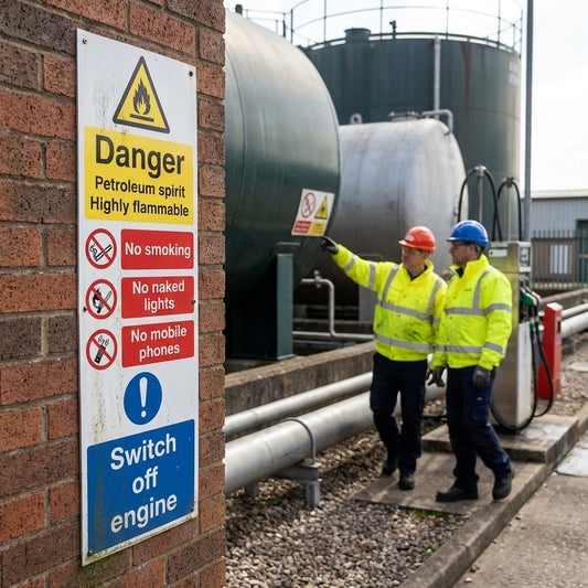 Highly Flammable Multi Message Sign – 200mm x 600mm – Rigid Plastic – Indoor & Outdoor Use