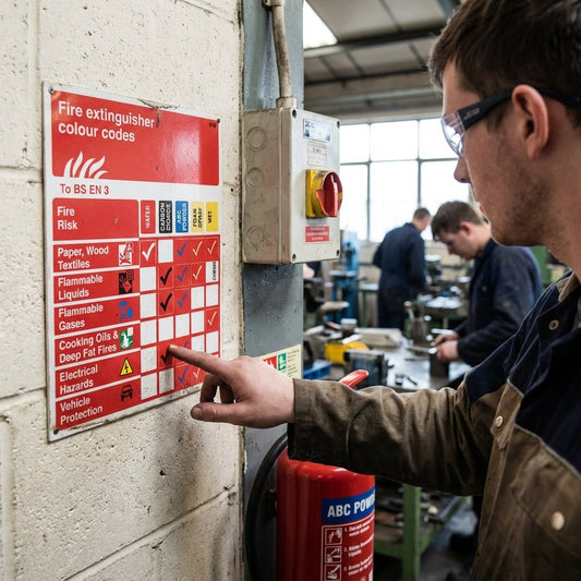 Fire Extinguisher Colour Codes Pocket Guide – 75mm x 90mm – Semi-Rigid PVC – Industrial