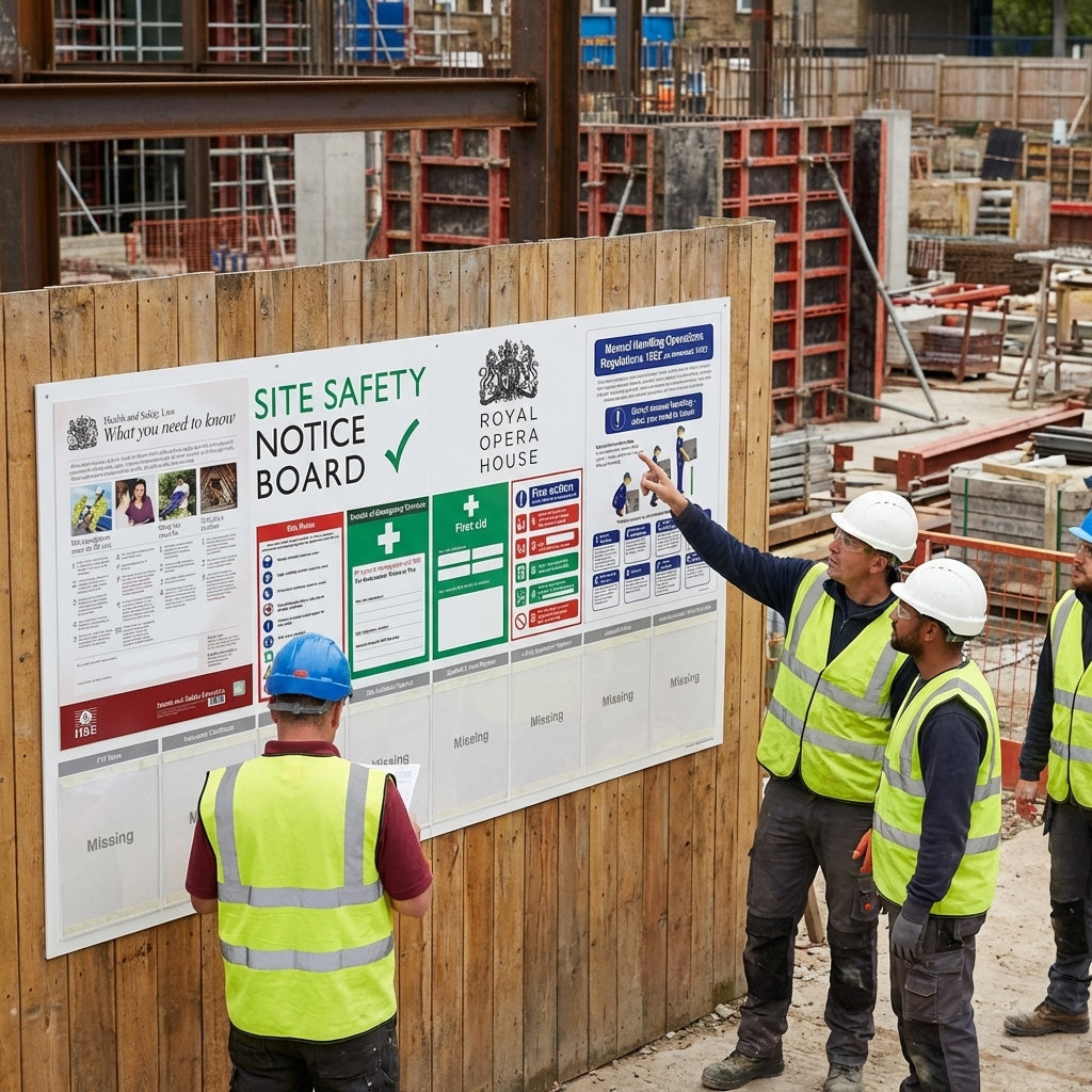 Construction Site Safety Notice Board – 1800mm x 1000mm – Durable Plastic – Industrial Use