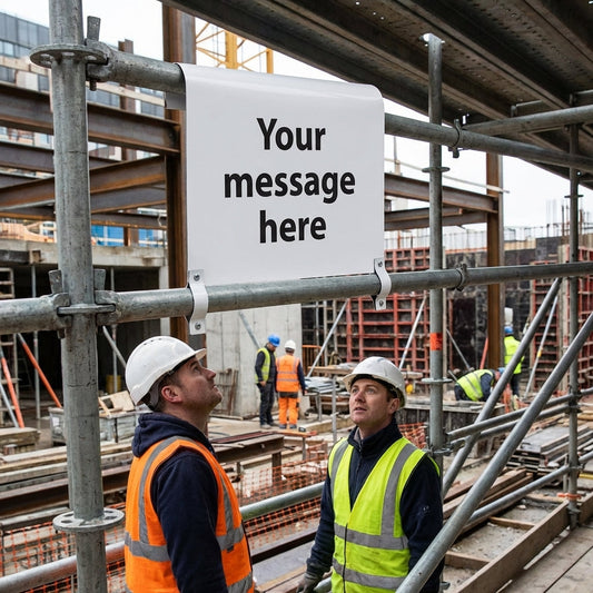 Roll Top Scaffolding Signs – 600mm x 400mm – Aluminium – Indoor/Outdoor Use