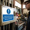 Lockout Devices Must Be Used On This Equipment During Maintenance Safety Sign – 1mm Rigid Plastic – Indoor/Outdoor Use