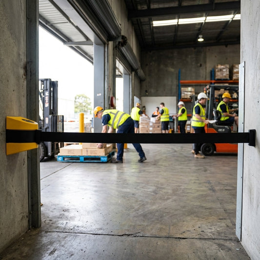 Wall Mounted Retractable Barrier – 9.1m – Industrial Use
