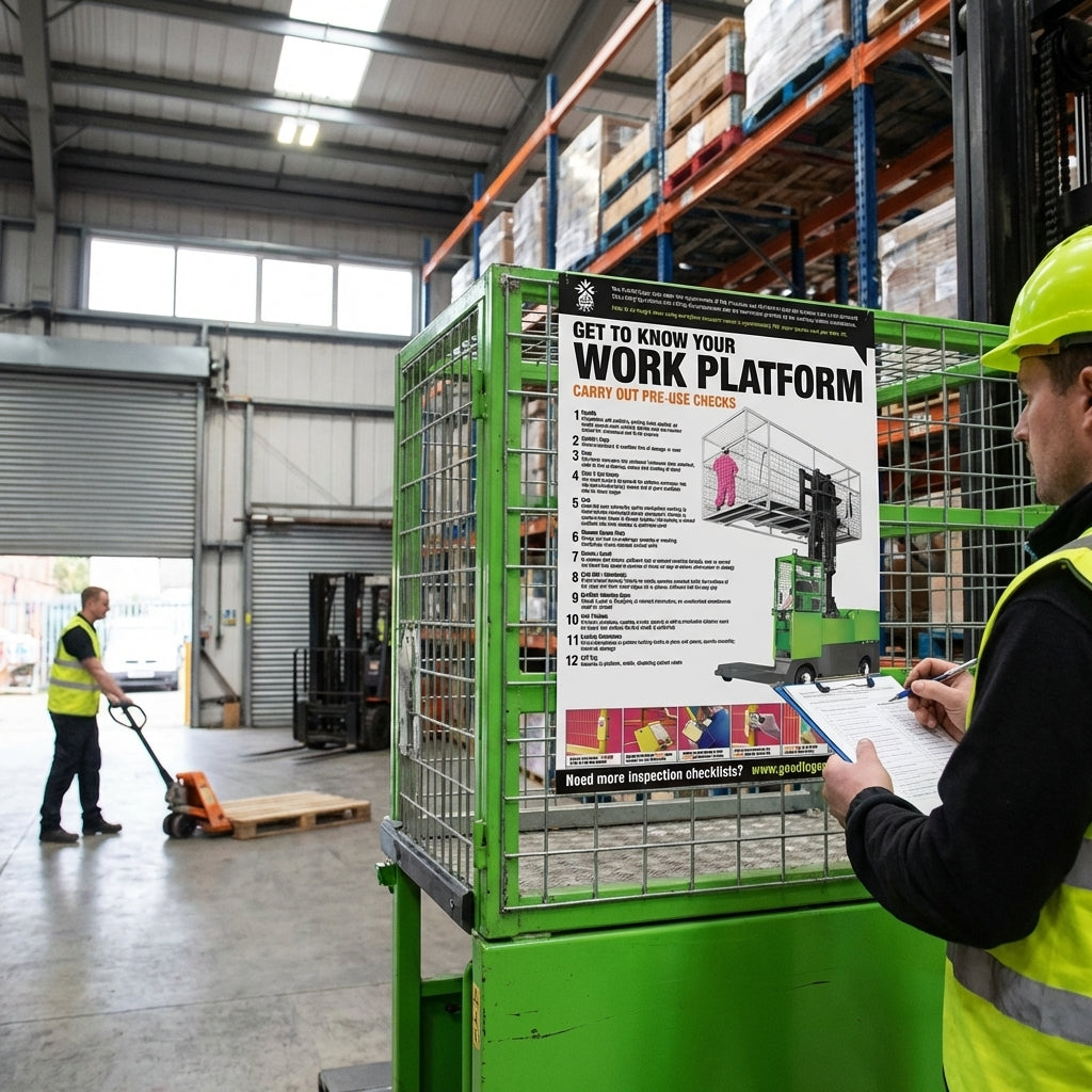 Forklift Work Platform Inspection Poster – 420mm x 594mm – Synthetic Paper – Indoor/Outdoor