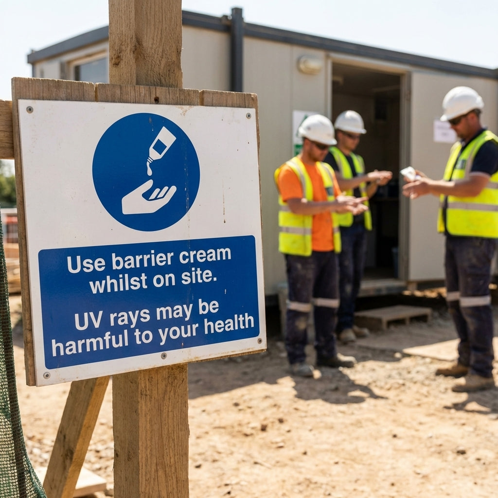 Safety Barrier Cream Sign – 1mm Rigid Plastic & Vinyl – Indoor/Outdoor Use