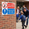 No Mobile Phone Zone Sign – 1mm Rigid Plastic – Indoor & Outdoor Use