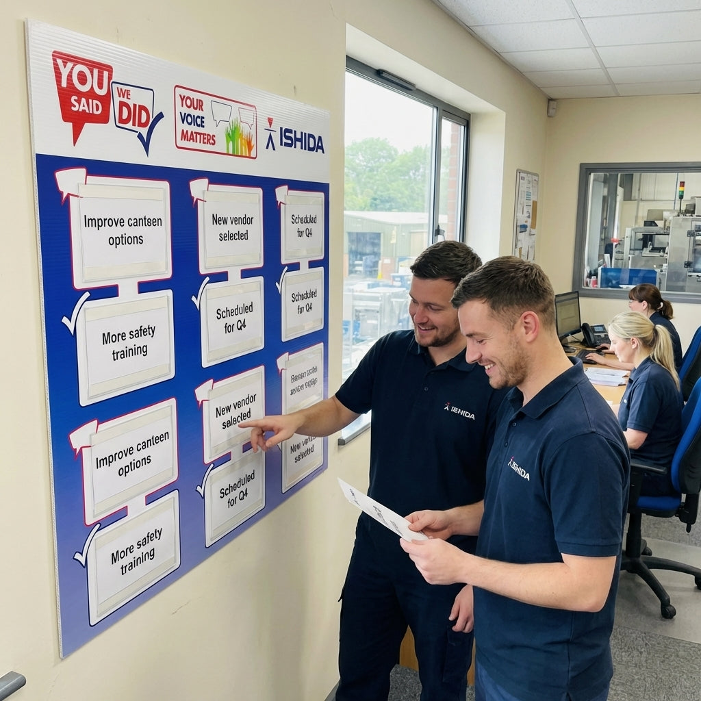 Staff Engagement Board – 1000mm x 1000mm – Durable Rigid Plastic – Office Use