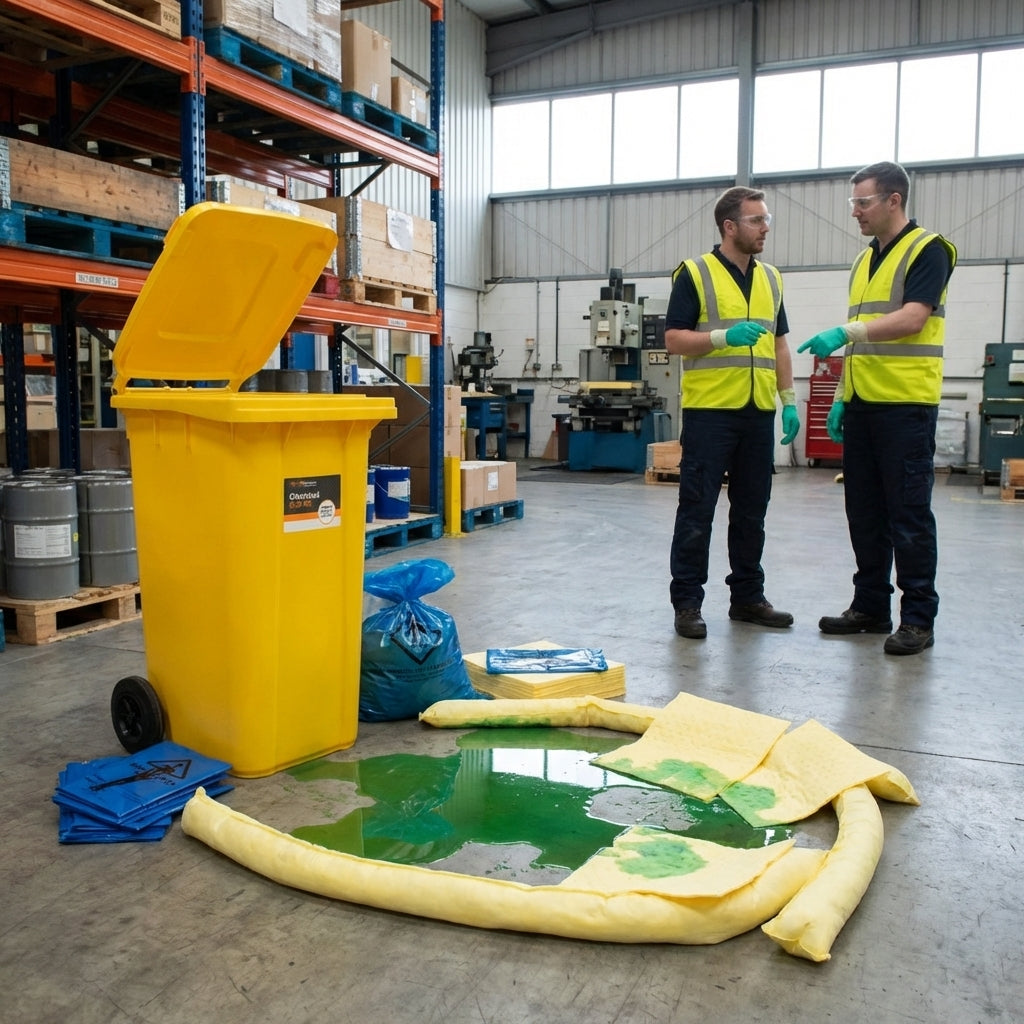 Chemical Spill Kit in Wheelie Bin – 240 Litre – Yellow – Industrial Use