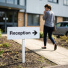 Reception Right Verge Sign with Post – 450mm x 150mm – 2mm Aluminium – Outdoor Use