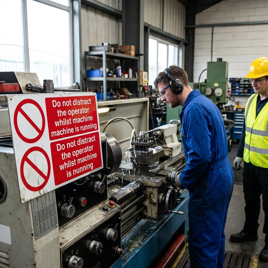 Do Not Distract the Operator Whilst Machine Is Running Safety Sign – 1mm Rigid Plastic – Indoor/Outdoor Use