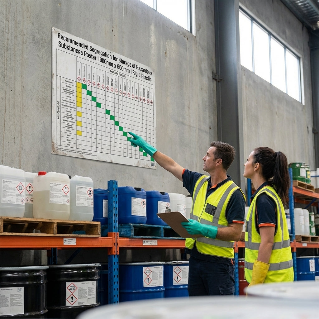 Hazardous Substances Storage Poster – 900mm x 600mm – Rigid Plastic – Indoor/Outdoor Use