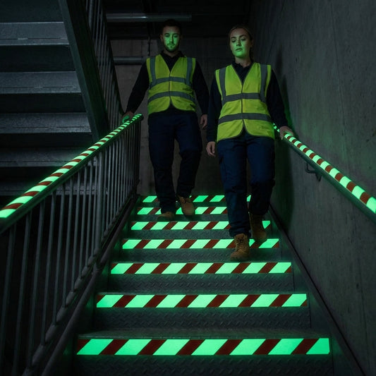 Photoluminescent Safety Tape – Red & Glow – Class 'B' Brightness – Industrial Use