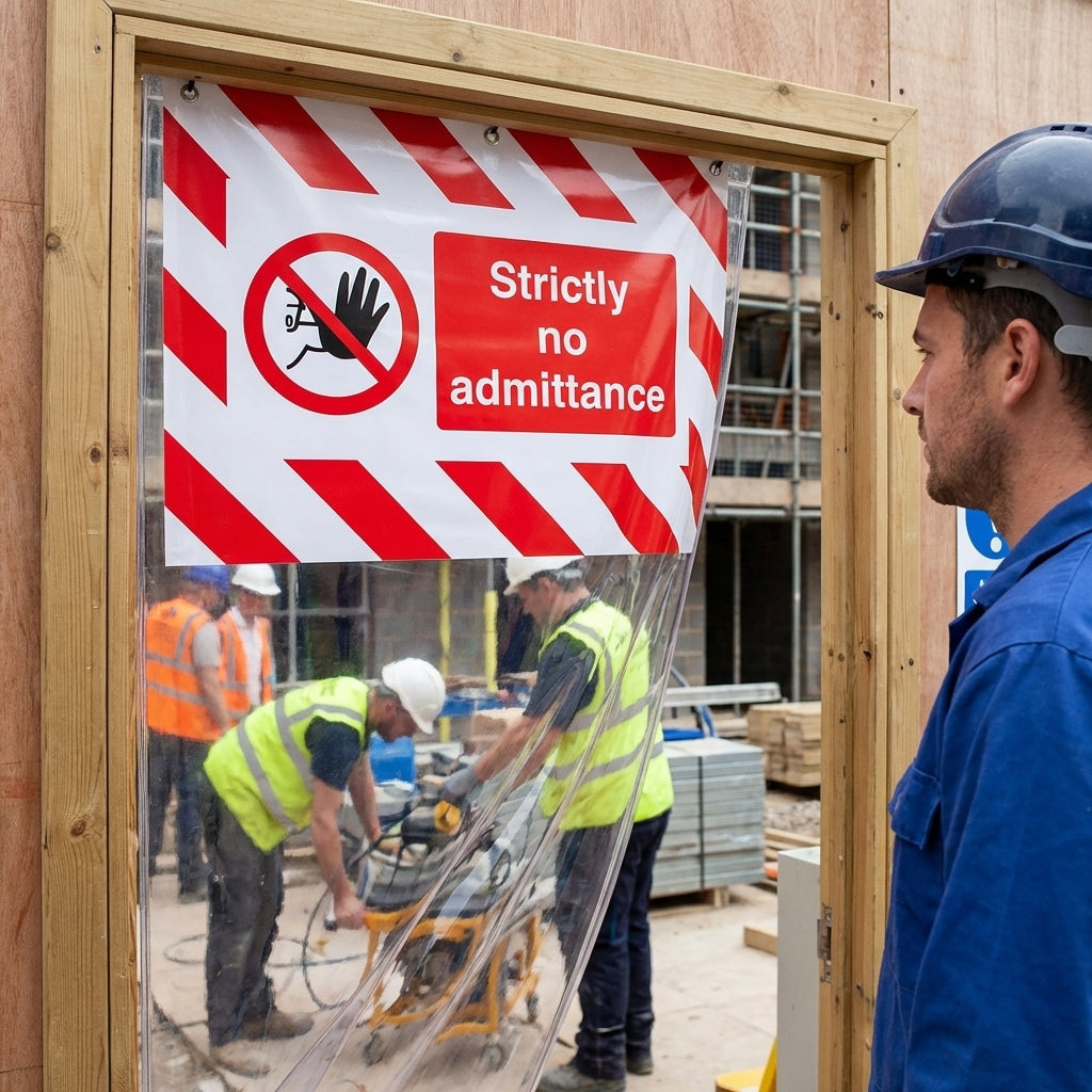 Door Screen Safety Sign – 600mm x 450mm – Flexible PVC – Indoor/Outdoor Use