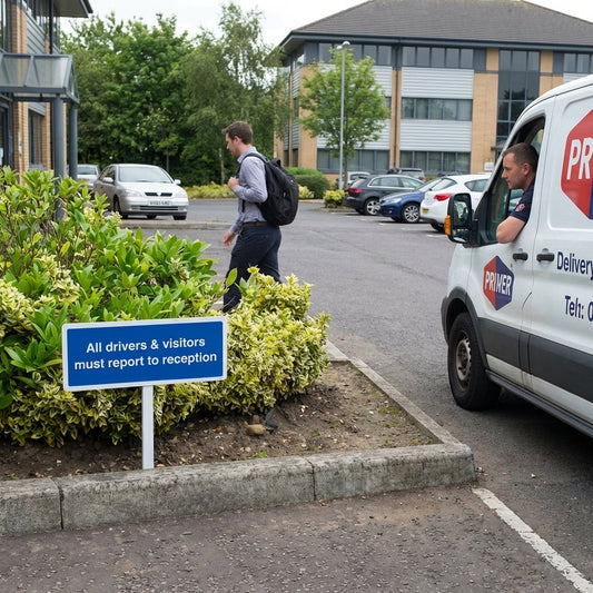 Reception Verge Sign with Post – 450mm x 150mm – Durable Aluminium – Commercial Use
