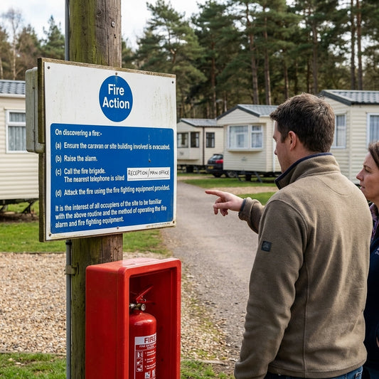 Fire Action Notice Sign – Caravan Sites – High Visibility – Safety Compliance