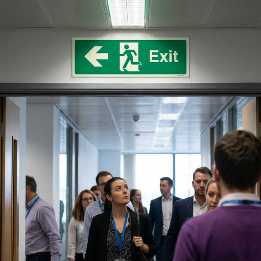 Exit Signs with Running Man and Arrow Left – Durable – Indoor Safety