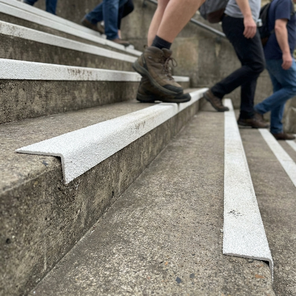 Anti-Slip Stair Nosing – 3mm Thick White – GRP Material – Indoor/Outdoor Use