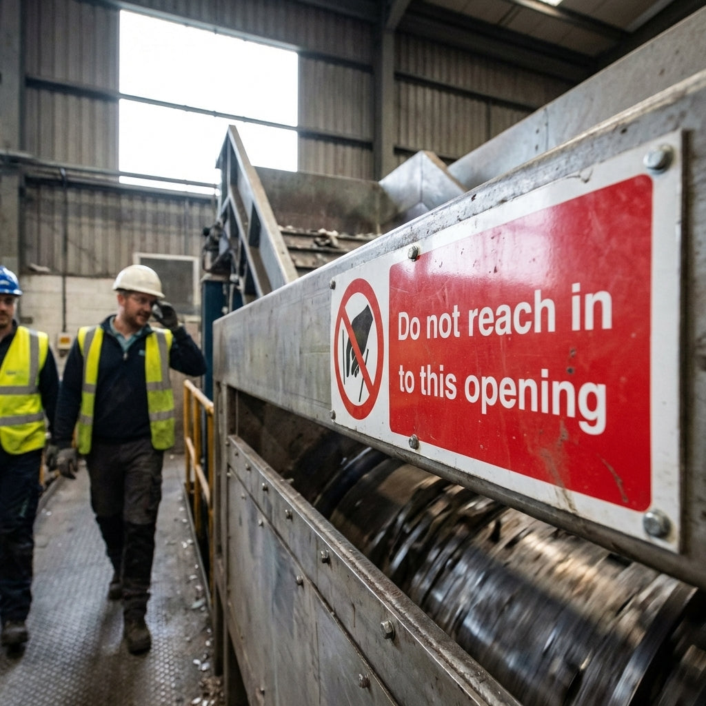 Do Not Reach in to This Opening Safety Warning Sign – 1mm Rigid Plastic – Indoor/Outdoor Use