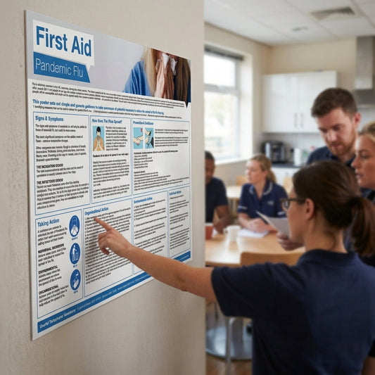 Pandemic Flu First Aid Poster – 594mm x 420mm – Synthetic Paper – Indoor/Outdoor